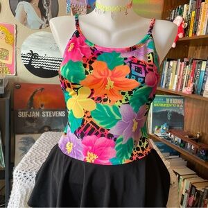 Vintage 80s/90s floral print swim suit / Unknown / No size listed